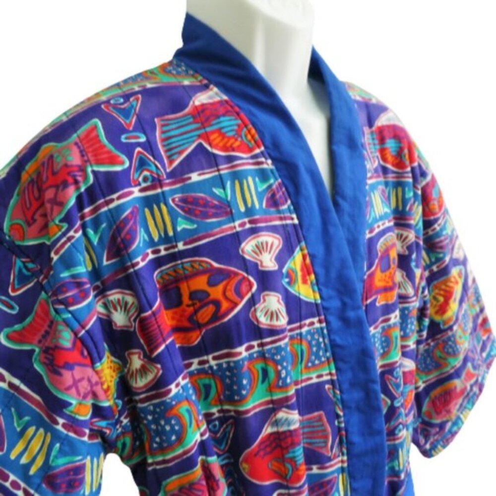 Vintage Heavyweight Quilted Terrycloth Lined Cotton Robe Designer Faconnable M